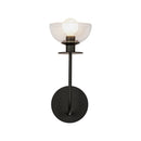 One Light Wall Vanity<br /><span style="color:#4AB0CE;">Entrega: 4-10 dias en USA</span><br /><span style="color:#4AB0CE;font-size:60%;">PREGUNTE POR ENTREGA EN PANAMA</span><br />Collection: Sylvia<br />Finish: Matte Black/Clear Glass