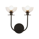 Two Light Wall Vanity<br /><span style="color:#4AB0CE;">Entrega: 4-10 dias en USA</span><br /><span style="color:#4AB0CE;font-size:60%;">PREGUNTE POR ENTREGA EN PANAMA</span><br />Collection: Sylvia<br />Finish: Matte Black/Clear Glass