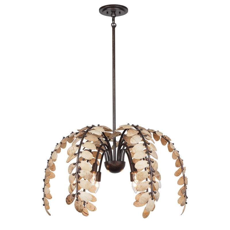 Six Light Chandelier<br /><span style="color:#4AB0CE;">Entrega: 4-10 dias en USA</span><br /><span style="color:#4AB0CE;font-size:60%;">PREGUNTE POR ENTREGA EN PANAMA</span><br />Collection: Grecian<br />Finish: Champagne Mist with Coconut Shell