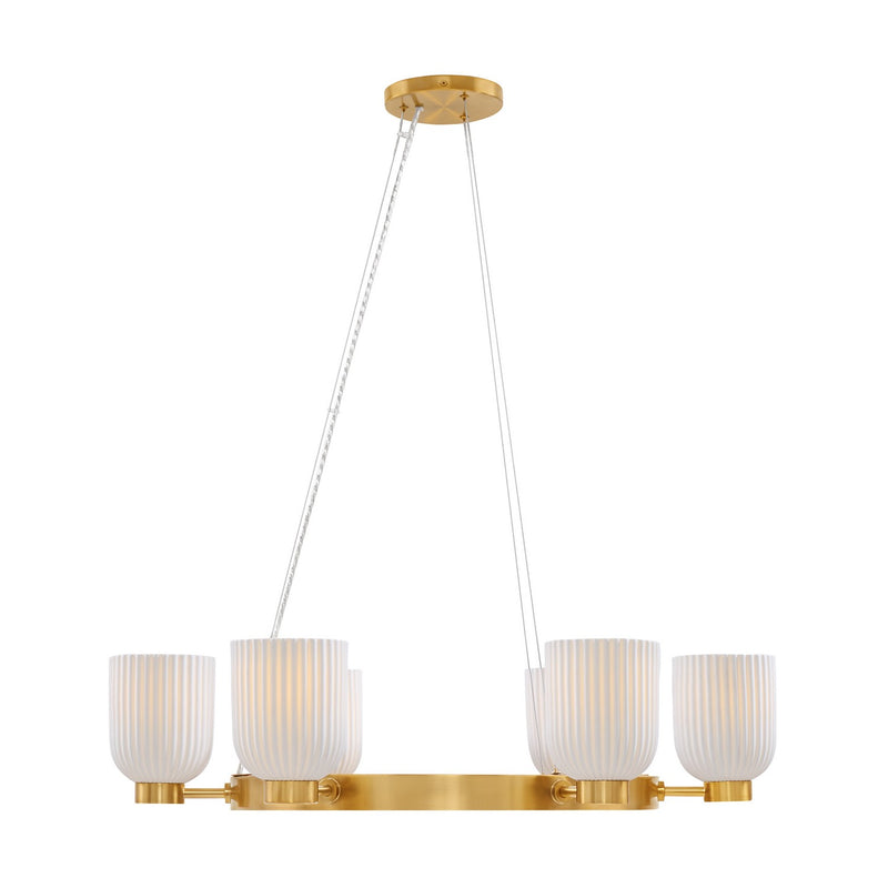 Six Light Chandelier<br /><span style="color:#4AB0CE;">Entrega: 4-10 dias en USA</span><br /><span style="color:#4AB0CE;font-size:60%;">PREGUNTE POR ENTREGA EN PANAMA</span><br />Collection: Isla Blanca<br />Finish: Warm Brass