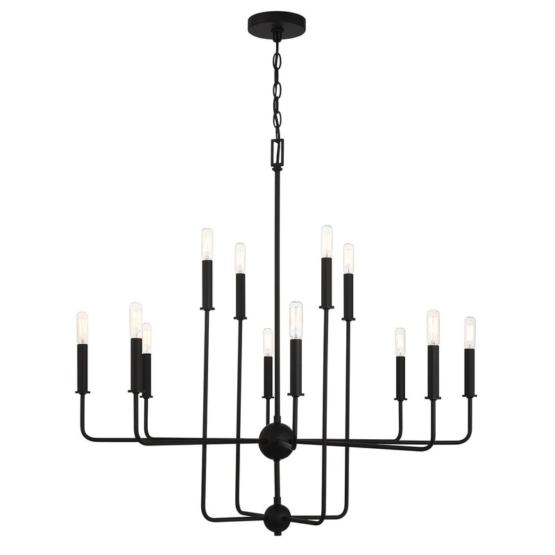 12 Light Chandelier<br /><span style="color:#4AB0CE;">Entrega: 4-10 dias en USA</span><br /><span style="color:#4AB0CE;font-size:60%;">PREGUNTE POR ENTREGA EN PANAMA</span><br />Collection: Avondale<br />Finish: Matte Black