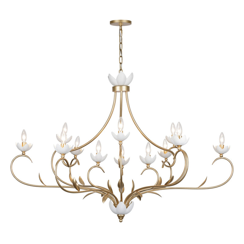 12 Light Chandelier<br /><span style="color:#4AB0CE;">Entrega: 4-5 semanas en USA</span><br /><span style="color:#4AB0CE;font-size:60%;">PREGUNTE POR ENTREGA EN PANAMA</span><br />Collection: Muse<br />Finish: French Gold and White Cashmere