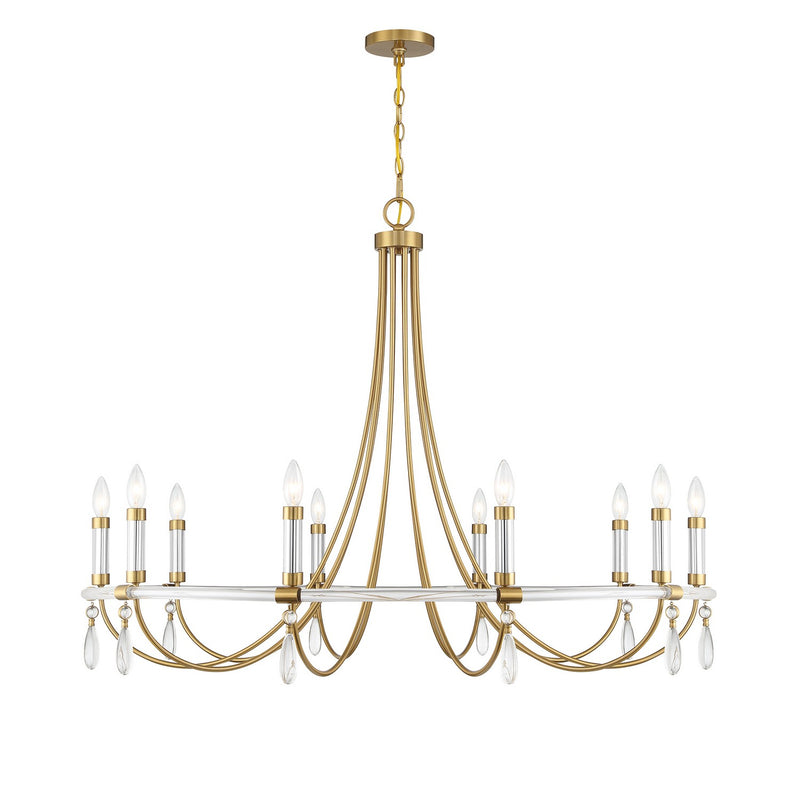 Ten Light Chandelier<br /><span style="color:#4AB0CE;">Entrega: 4-10 dias en USA</span><br /><span style="color:#4AB0CE;font-size:60%;">PREGUNTE POR ENTREGA EN PANAMA</span><br />Collection: Mayfair<br />Finish: Warm Brass and Chrome