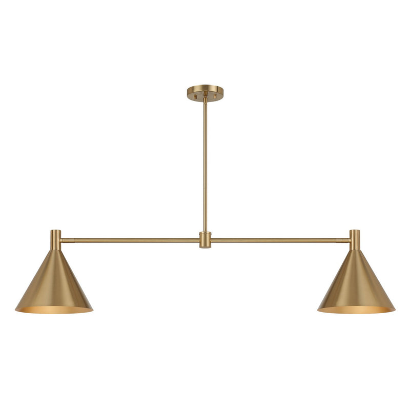 Two Light Linear Chandelier<br /><span style="color:#4AB0CE;">Entrega: 4-10 dias en USA</span><br /><span style="color:#4AB0CE;font-size:60%;">PREGUNTE POR ENTREGA EN PANAMA</span><br />Collection: Pharos<br />Finish: Noble Brass