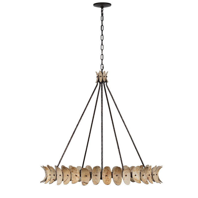 Eight Light Chandelier<br /><span style="color:#4AB0CE;">Entrega: 4-5 semanas en USA</span><br /><span style="color:#4AB0CE;font-size:60%;">PREGUNTE POR ENTREGA EN PANAMA</span><br />Collection: Monarch<br />Finish: Champagne Mist with Coconut Shell