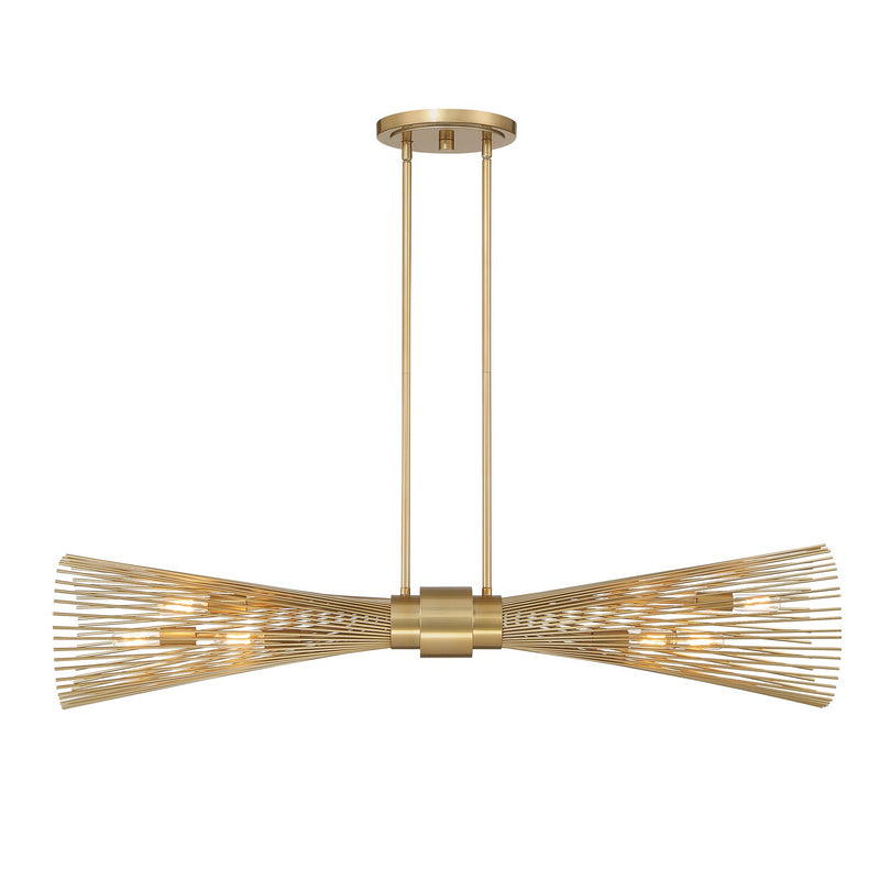 Six Light Linear Chandelier<br /><span style="color:#4AB0CE;">Entrega: 4-10 dias en USA</span><br /><span style="color:#4AB0CE;font-size:60%;">PREGUNTE POR ENTREGA EN PANAMA</span><br />Collection: Longfellow<br />Finish: Burnished Brass