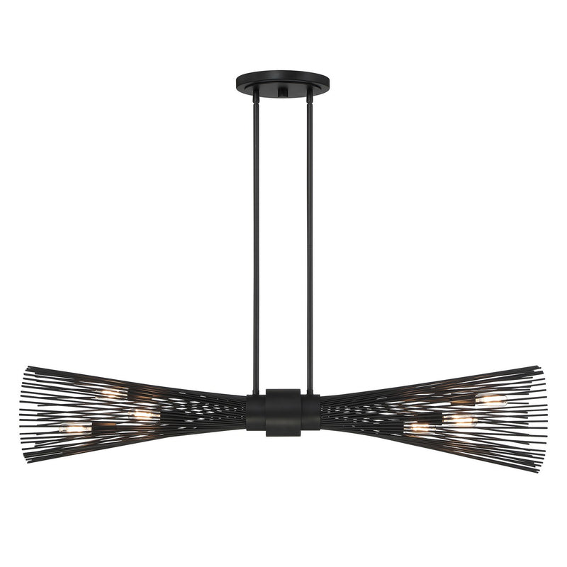 Six Light Linear Chandelier<br /><span style="color:#4AB0CE;">Entrega: 4-10 dias en USA</span><br /><span style="color:#4AB0CE;font-size:60%;">PREGUNTE POR ENTREGA EN PANAMA</span><br />Collection: Longfellow<br />Finish: Matte Black