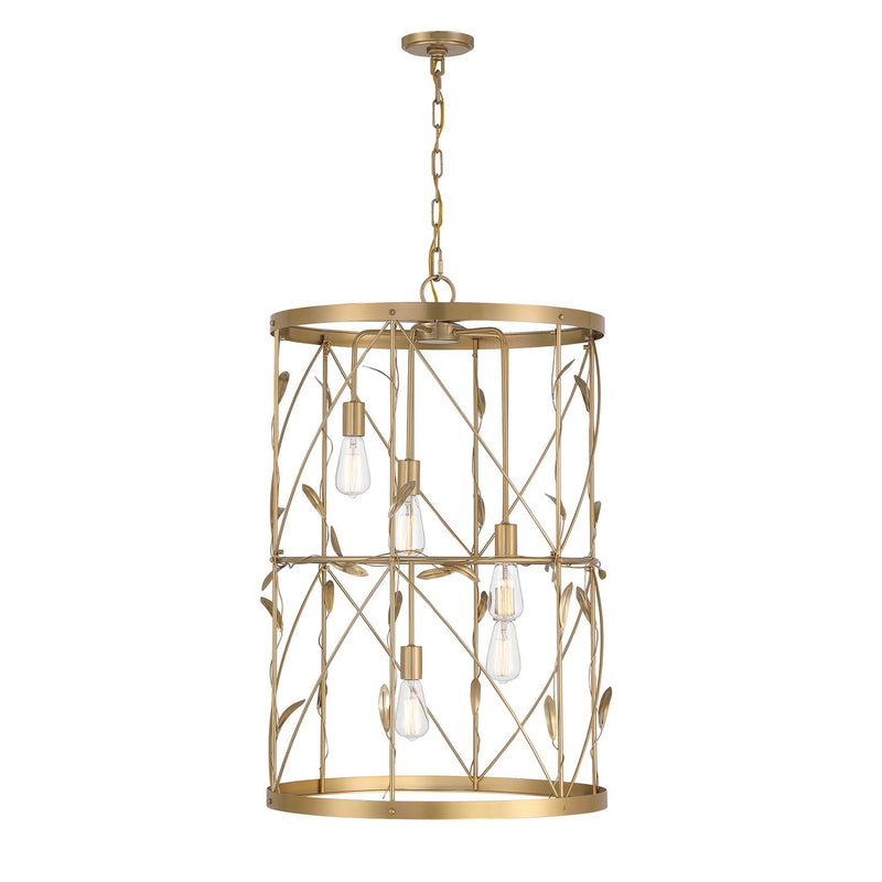 Five Light Pendant<br /><span style="color:#4AB0CE;">Entrega: 4-10 dias en USA</span><br /><span style="color:#4AB0CE;font-size:60%;">PREGUNTE POR ENTREGA EN PANAMA</span><br />Collection: Lexington<br />Finish: Burnished Brass