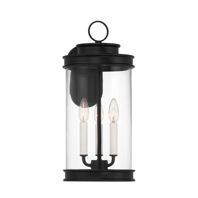 Three Light Outdoor Wall Lantern<br /><span style="color:#4AB0CE;">Entrega: 4-10 dias en USA</span><br /><span style="color:#4AB0CE;font-size:60%;">PREGUNTE POR ENTREGA EN PANAMA</span><br />Collection: Englewood<br />Finish: Matte Black