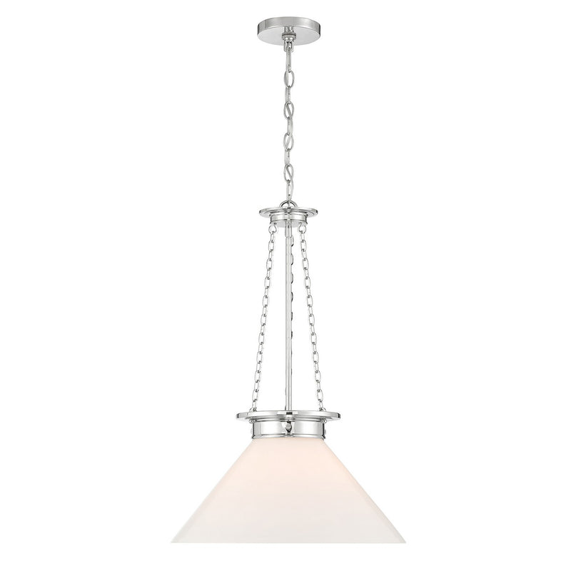 One Light Pendant<br /><span style="color:#4AB0CE;">Entrega: 4-10 dias en USA</span><br /><span style="color:#4AB0CE;font-size:60%;">PREGUNTE POR ENTREGA EN PANAMA</span><br />Collection: Myers<br />Finish: Polished Nickel