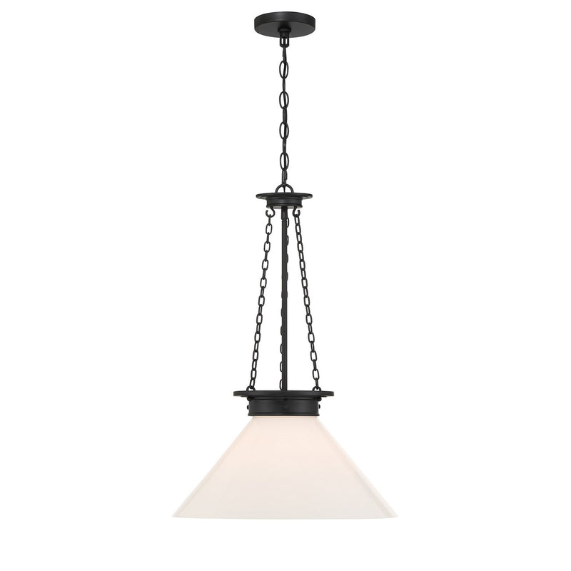 One Light Pendant<br /><span style="color:#4AB0CE;">Entrega: 4-10 dias en USA</span><br /><span style="color:#4AB0CE;font-size:60%;">PREGUNTE POR ENTREGA EN PANAMA</span><br />Collection: Myers<br />Finish: Matte Black