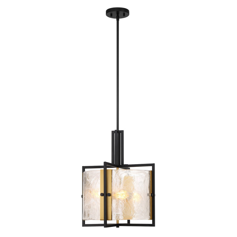 Three Light Pendant<br /><span style="color:#4AB0CE;">Entrega: 3-4 semanas en USA</span><br /><span style="color:#4AB0CE;font-size:60%;">PREGUNTE POR ENTREGA EN PANAMA</span><br />Collection: Hayward<br />Finish: Matte Black with Warm Brass Accents