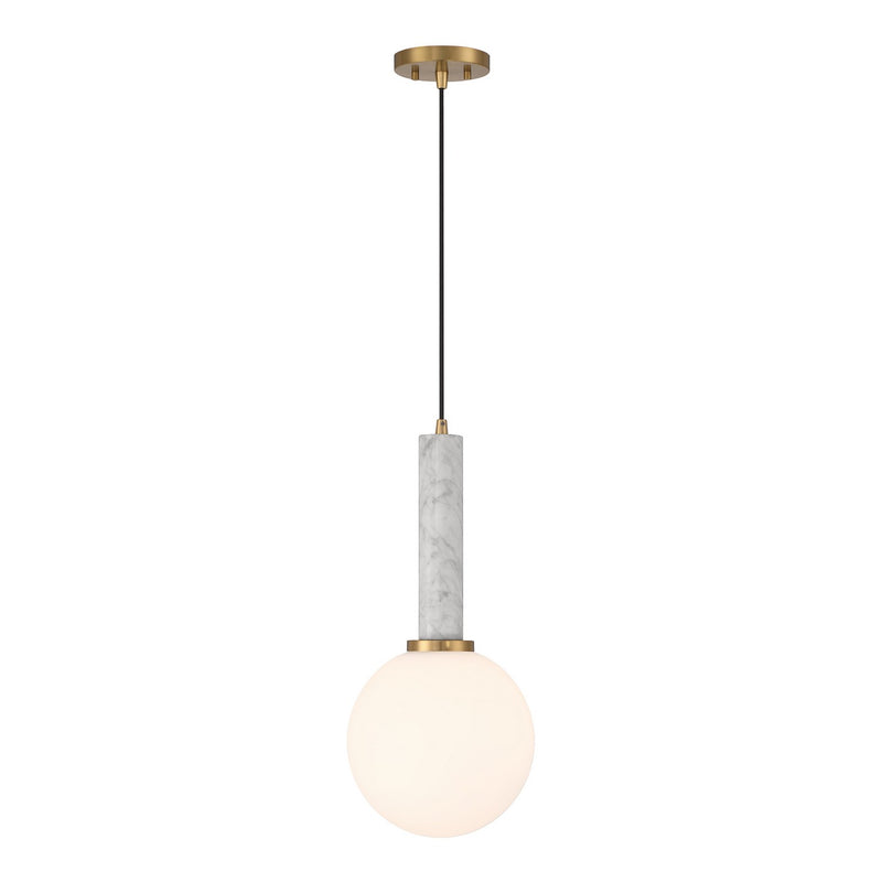 One Light Pendant<br /><span style="color:#4AB0CE;">Entrega: 4-10 dias en USA</span><br /><span style="color:#4AB0CE;font-size:60%;">PREGUNTE POR ENTREGA EN PANAMA</span><br />Collection: Callaway<br />Finish: White Marble with Warm Brass