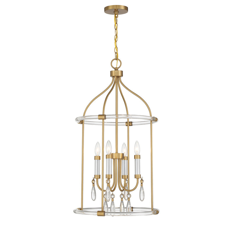 Four Light Pendant<br /><span style="color:#4AB0CE;">Entrega: 4-10 dias en USA</span><br /><span style="color:#4AB0CE;font-size:60%;">PREGUNTE POR ENTREGA EN PANAMA</span><br />Collection: Mayfair<br />Finish: Warm Brass and Chrome