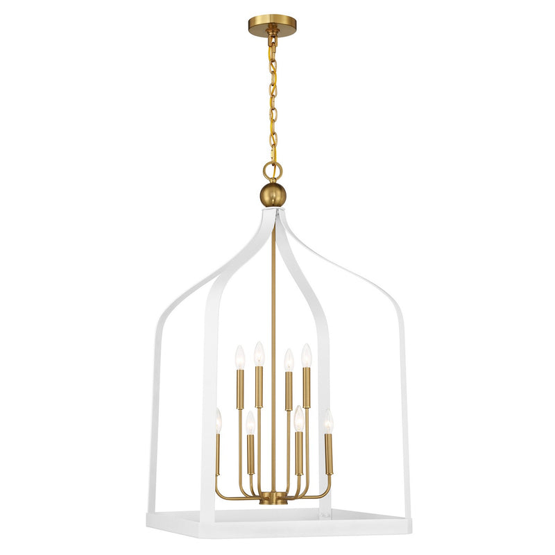 Eight Light Pendant<br /><span style="color:#4AB0CE;">Entrega: 4-10 dias en USA</span><br /><span style="color:#4AB0CE;font-size:60%;">PREGUNTE POR ENTREGA EN PANAMA</span><br />Collection: Sheffield<br />Finish: White with Warm Brass Accents