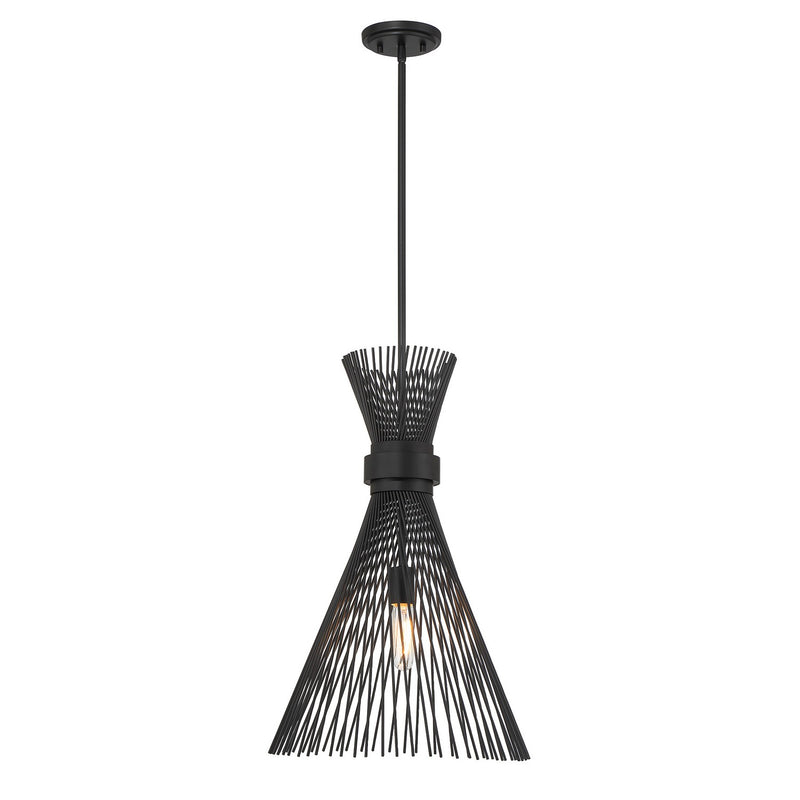 One Light Pendant<br /><span style="color:#4AB0CE;">Entrega: 4-10 dias en USA</span><br /><span style="color:#4AB0CE;font-size:60%;">PREGUNTE POR ENTREGA EN PANAMA</span><br />Collection: Longfellow<br />Finish: Matte Black