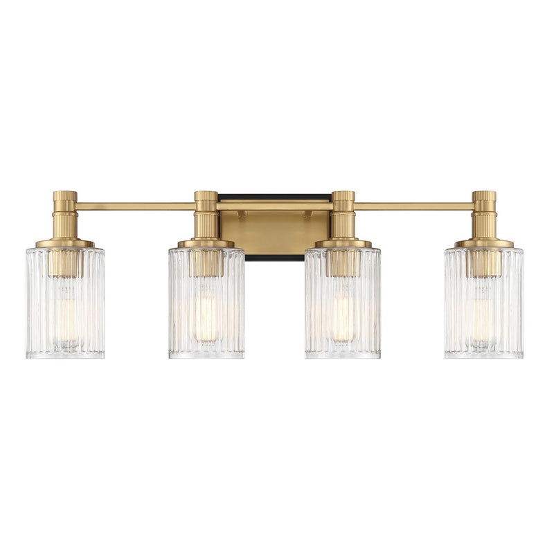 Four Light Bathroom Vanity<br /><span style="color:#4AB0CE;">Entrega: 4-10 dias en USA</span><br /><span style="color:#4AB0CE;font-size:60%;">PREGUNTE POR ENTREGA EN PANAMA</span><br />Collection: Concord<br />Finish: Matte Black with Warm Brass