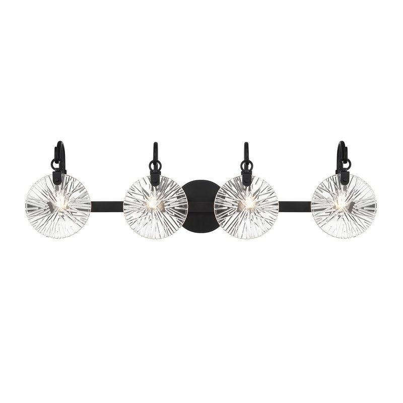 Four Light Bathroom Vanity<br /><span style="color:#4AB0CE;">Entrega: 4-10 dias en USA</span><br /><span style="color:#4AB0CE;font-size:60%;">PREGUNTE POR ENTREGA EN PANAMA</span><br />Collection: Addison<br />Finish: Matte Black