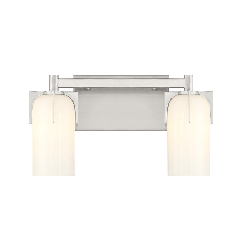 Two Light Bathroom Vanity<br /><span style="color:#4AB0CE;">Entrega: 4-10 dias en USA</span><br /><span style="color:#4AB0CE;font-size:60%;">PREGUNTE POR ENTREGA EN PANAMA</span><br />Collection: Caldwell<br />Finish: Satin Nickel