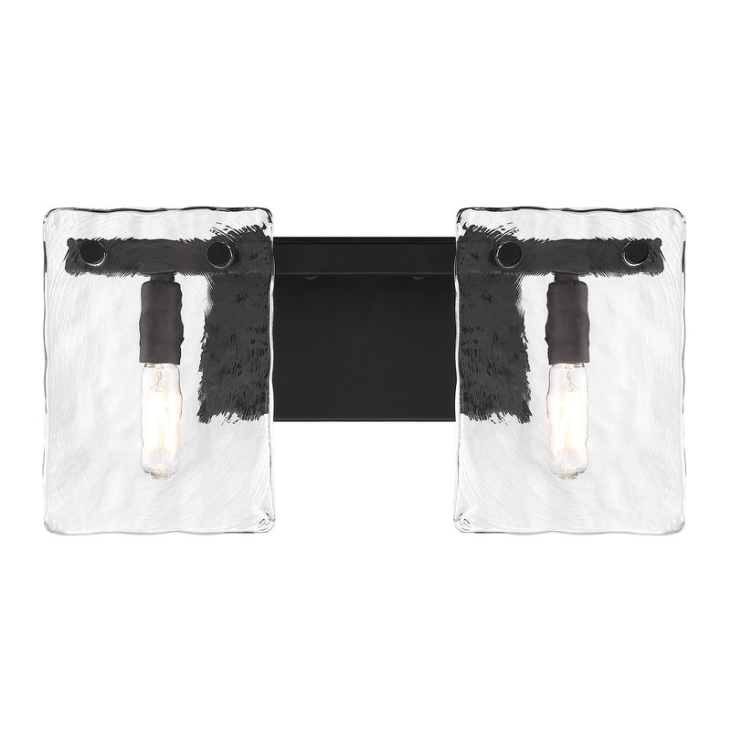 Two Light Bathroom Vanity<br /><span style="color:#4AB0CE;">Entrega: 4-10 dias en USA</span><br /><span style="color:#4AB0CE;font-size:60%;">PREGUNTE POR ENTREGA EN PANAMA</span><br />Collection: Genry<br />Finish: Matte Black