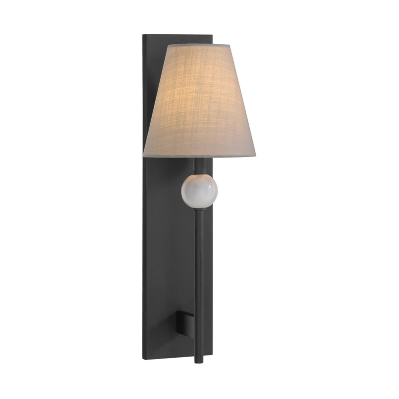 One Light Wall Sconce<br /><span style="color:#4AB0CE;">Entrega: 4-10 dias en USA</span><br /><span style="color:#4AB0CE;font-size:60%;">PREGUNTE POR ENTREGA EN PANAMA</span><br />Collection: Travis<br />Finish: Matte Black