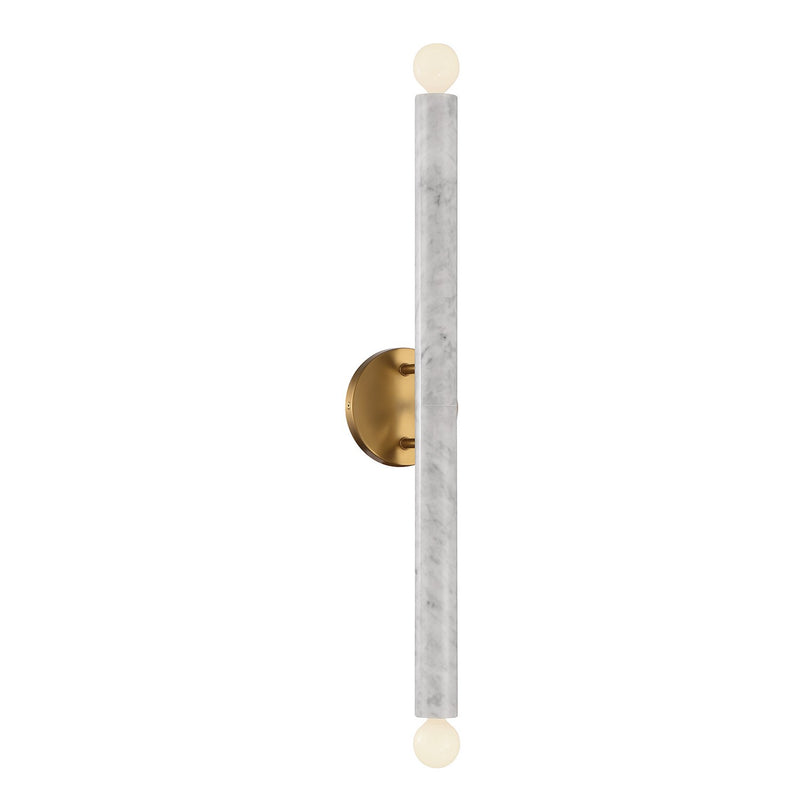 Two Light Wall Sconce<br /><span style="color:#4AB0CE;">Entrega: 4-10 dias en USA</span><br /><span style="color:#4AB0CE;font-size:60%;">PREGUNTE POR ENTREGA EN PANAMA</span><br />Collection: Callaway<br />Finish: White Marble with Warm Brass