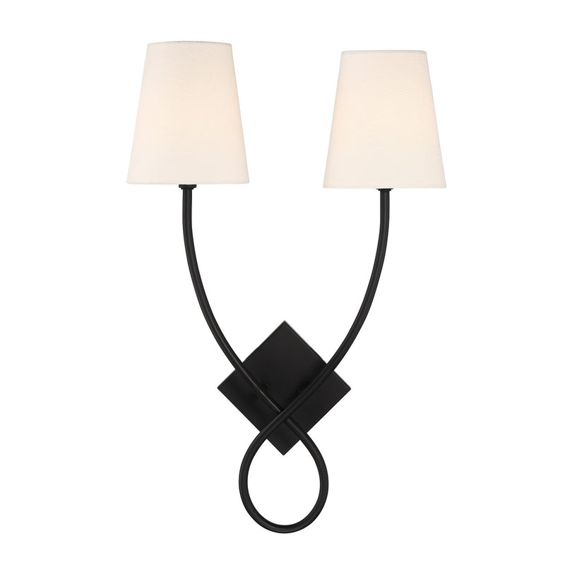 Two Light Wall Sconce<br /><span style="color:#4AB0CE;">Entrega: 3-4 semanas en USA</span><br /><span style="color:#4AB0CE;font-size:60%;">PREGUNTE POR ENTREGA EN PANAMA</span><br />Collection: Barclay<br />Finish: Matte Black