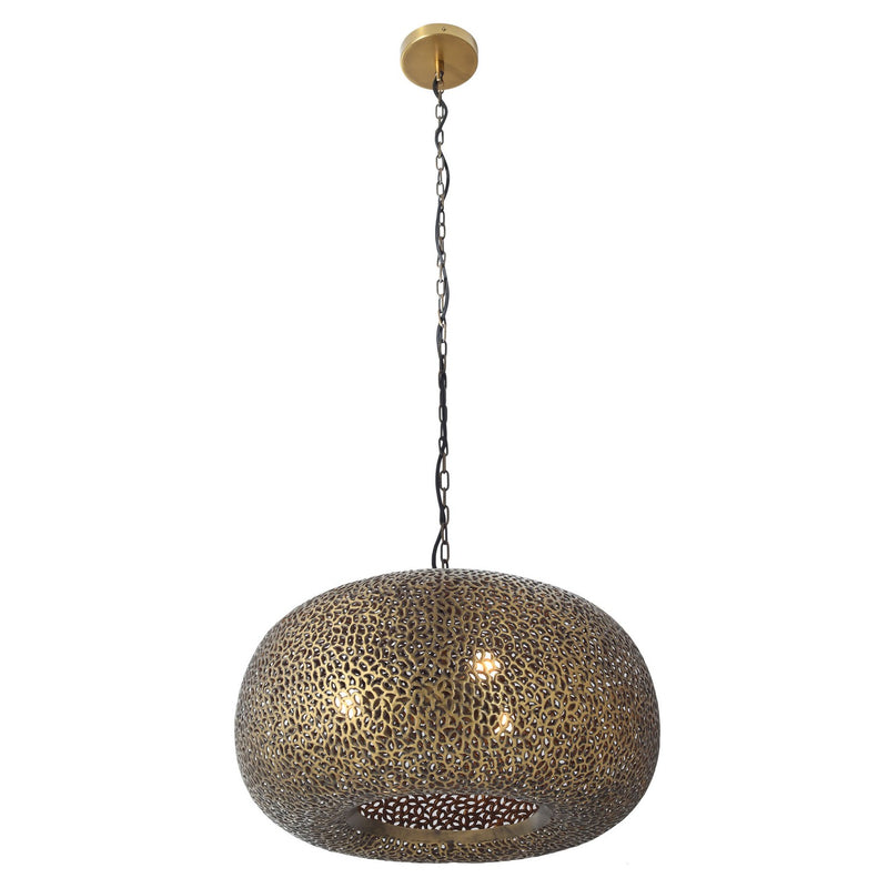 Three Light Pendant<br /><span style="color:#4AB0CE;">Entrega: 4-10 dias en USA</span><br /><span style="color:#4AB0CE;font-size:60%;">PREGUNTE POR ENTREGA EN PANAMA</span><br />Collection: Moradabad<br />Finish: Gilded Brass