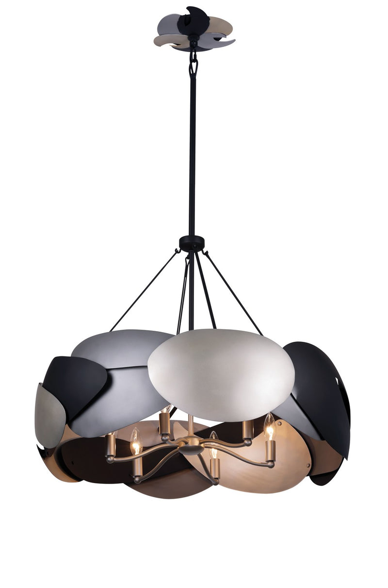 Six Light Pendant<br /><span style="color:#4AB0CE;">Entrega: 4-10 dias en USA</span><br /><span style="color:#4AB0CE;font-size:60%;">PREGUNTE POR ENTREGA EN PANAMA</span><br />Collection: Metalo Misto<br />Finish: Coal With Atlas And Midnight S