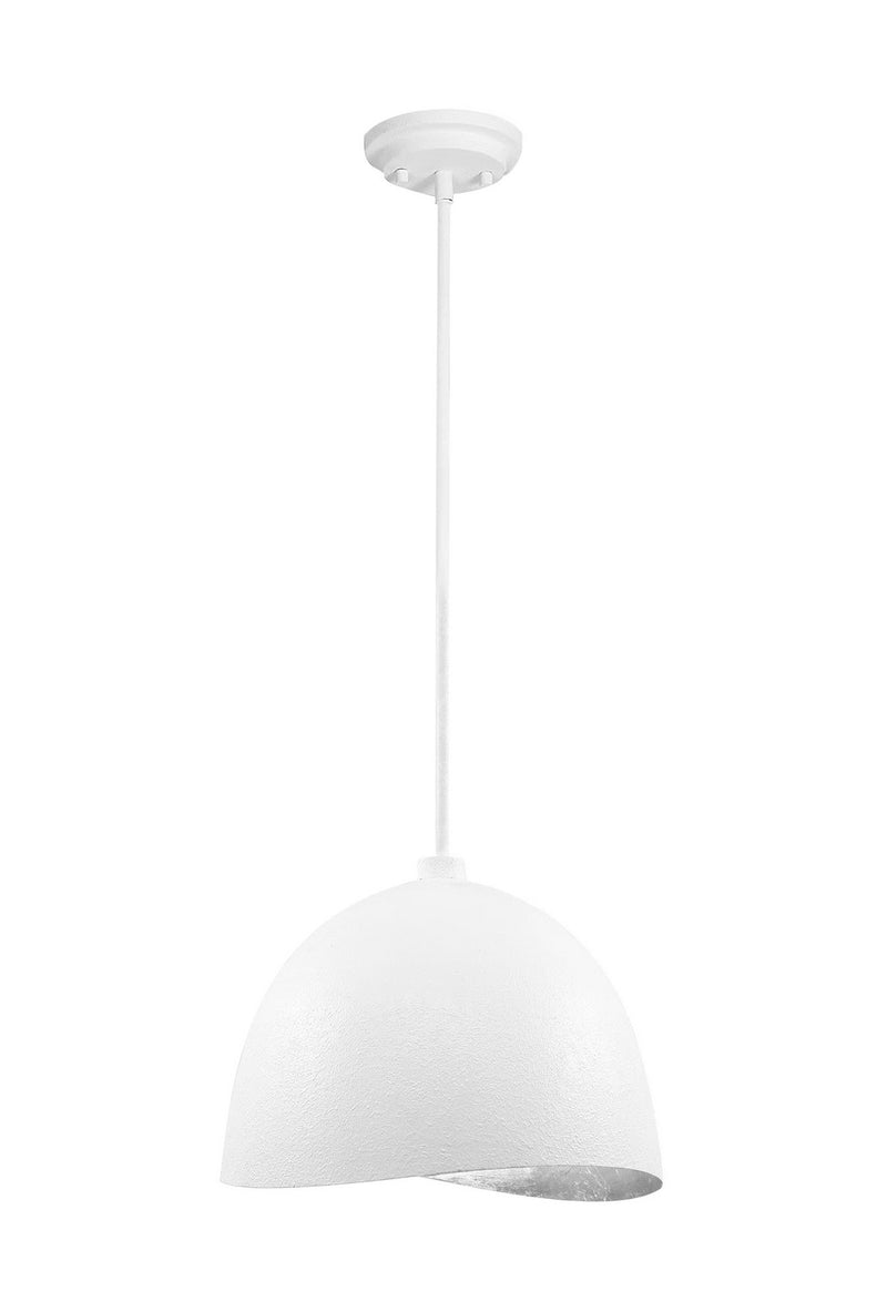 One Light Pendant<br /><span style="color:#4AB0CE;">Entrega: 4-10 dias en USA</span><br /><span style="color:#4AB0CE;font-size:60%;">PREGUNTE POR ENTREGA EN PANAMA</span><br />Collection: Eclos<br />Finish: Textured White W/Silver Leaf