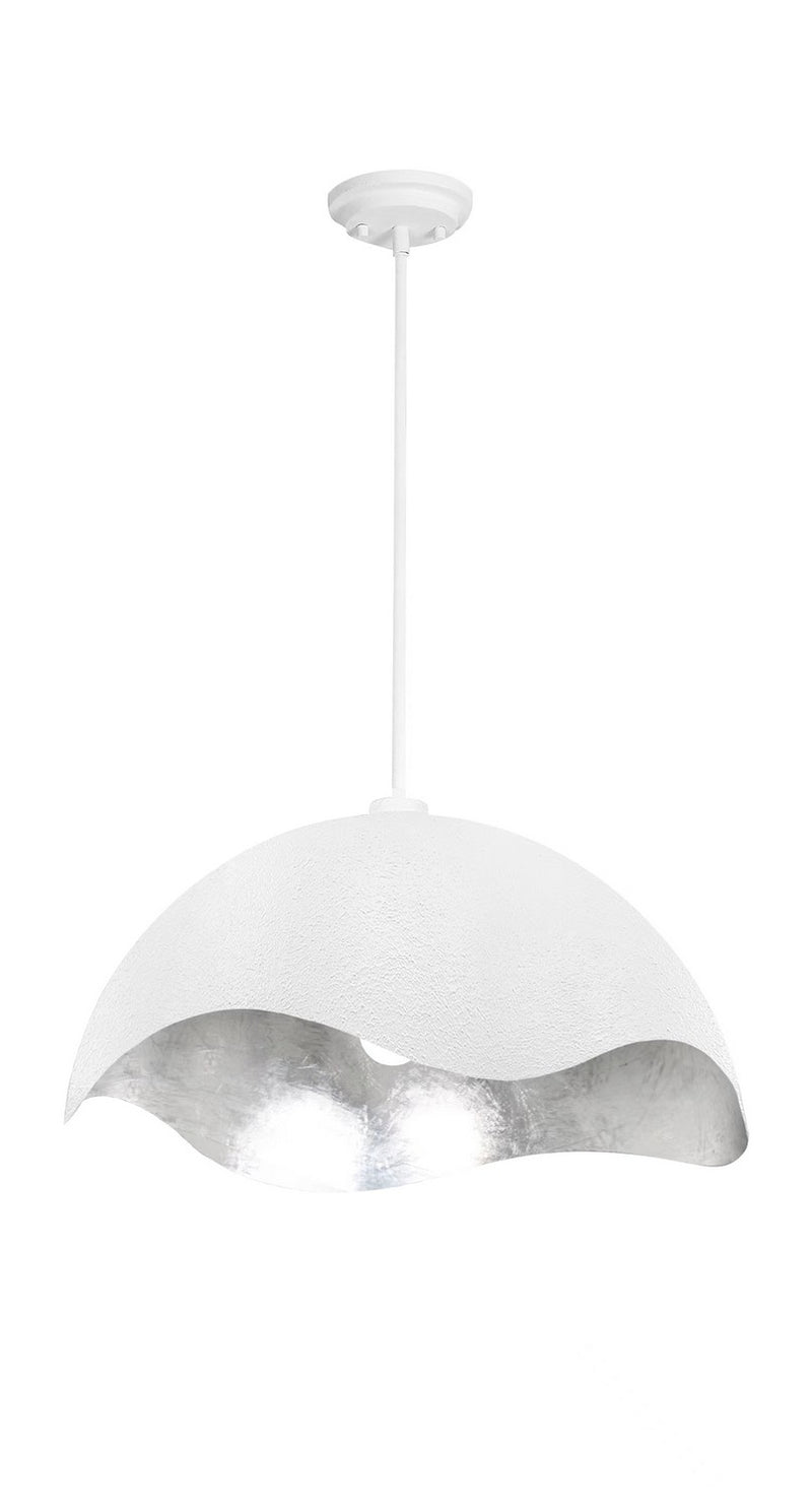 One Light Pendant<br /><span style="color:#4AB0CE;">Entrega: 4-10 dias en USA</span><br /><span style="color:#4AB0CE;font-size:60%;">PREGUNTE POR ENTREGA EN PANAMA</span><br />Collection: Eclos<br />Finish: Textured White With Silver Leaf