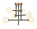 Six Light Flush Mount<br /><span style="color:#4AB0CE;">Entrega: 4-10 dias en USA</span><br /><span style="color:#4AB0CE;font-size:60%;">PREGUNTE POR ENTREGA EN PANAMA</span><br />Collection: Cosmet<br />Finish: Coal And Aged Brass
