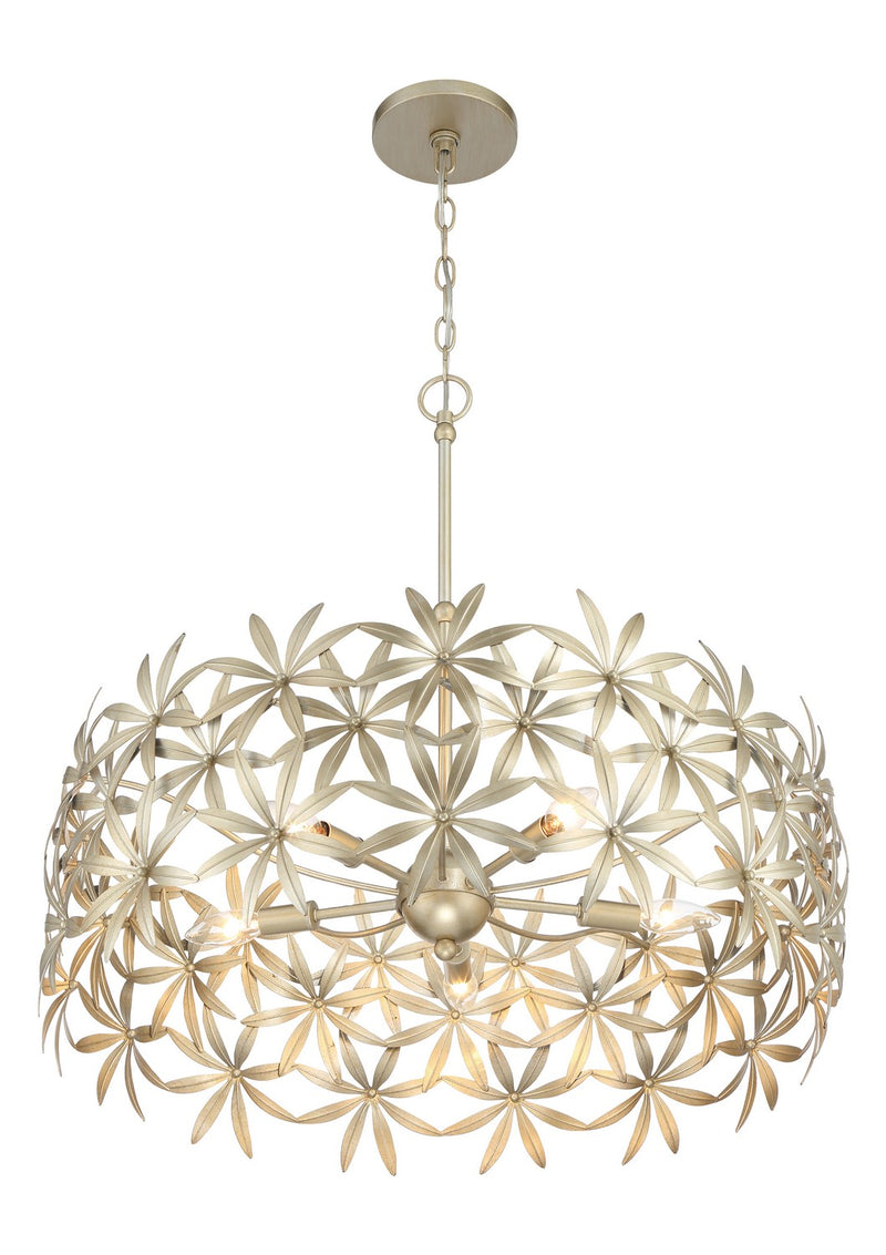 Five Light Pendant<br /><span style="color:#4AB0CE;">Entrega: 4-10 dias en USA</span><br /><span style="color:#4AB0CE;font-size:60%;">PREGUNTE POR ENTREGA EN PANAMA</span><br />Collection: Flower Child<br />Finish: Ambry Gold