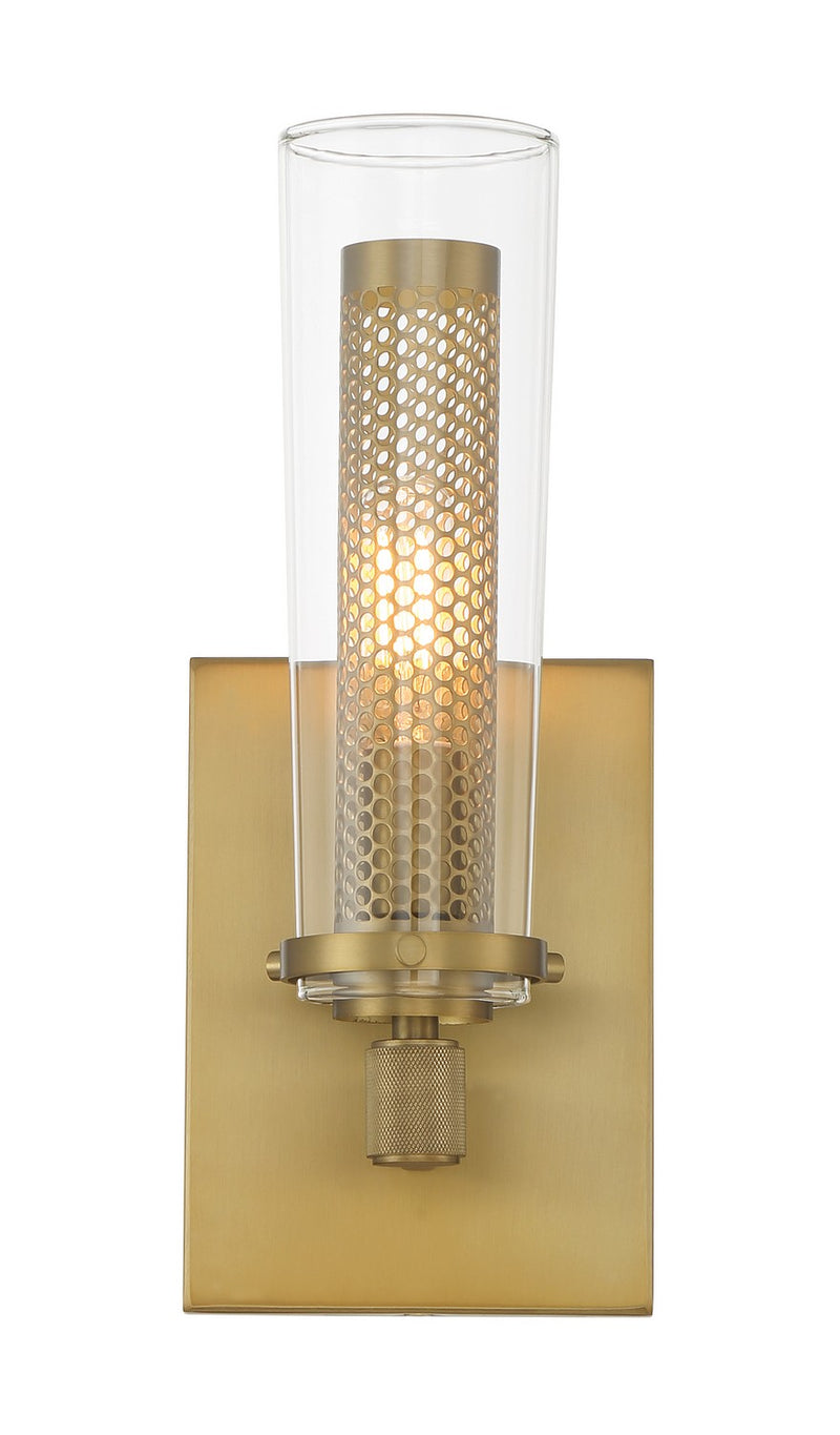 One Light Wall Sconce<br /><span style="color:#4AB0CE;">Entrega: 4-10 dias en USA</span><br /><span style="color:#4AB0CE;font-size:60%;">PREGUNTE POR ENTREGA EN PANAMA</span><br />Collection: Emmerham<br />Finish: Soft Brass