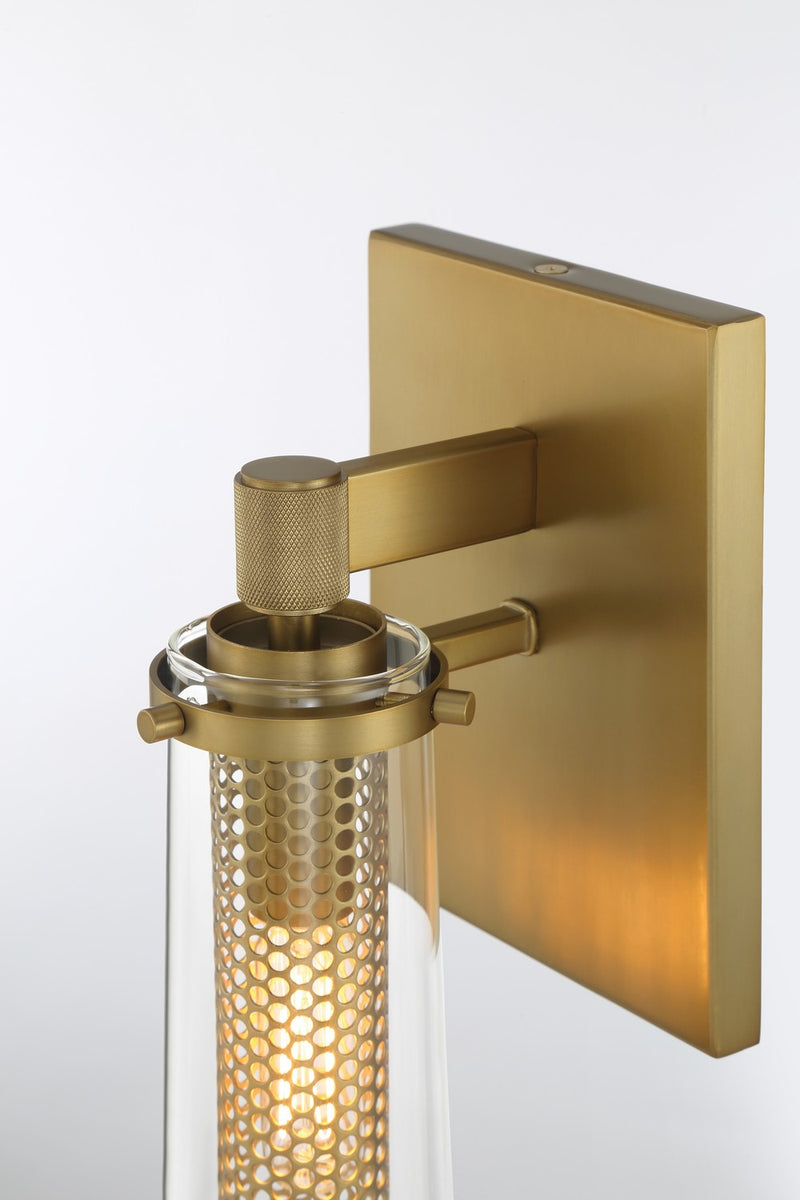 One Light Wall Sconce<br /><span style="color:#4AB0CE;">Entrega: 4-10 dias en USA</span><br /><span style="color:#4AB0CE;font-size:60%;">PREGUNTE POR ENTREGA EN PANAMA</span><br />Collection: Emmerham<br />Finish: Soft Brass