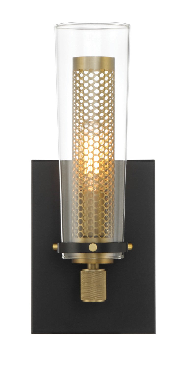 One Light Wall Sconce<br /><span style="color:#4AB0CE;">Entrega: 4-10 dias en USA</span><br /><span style="color:#4AB0CE;font-size:60%;">PREGUNTE POR ENTREGA EN PANAMA</span><br />Collection: Emmerham<br />Finish: Coal And Soft Brass