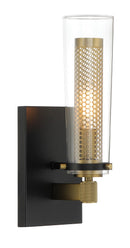 One Light Wall Sconce<br /><span style="color:#4AB0CE;">Entrega: 4-10 dias en USA</span><br /><span style="color:#4AB0CE;font-size:60%;">PREGUNTE POR ENTREGA EN PANAMA</span><br />Collection: Emmerham<br />Finish: Coal And Soft Brass
