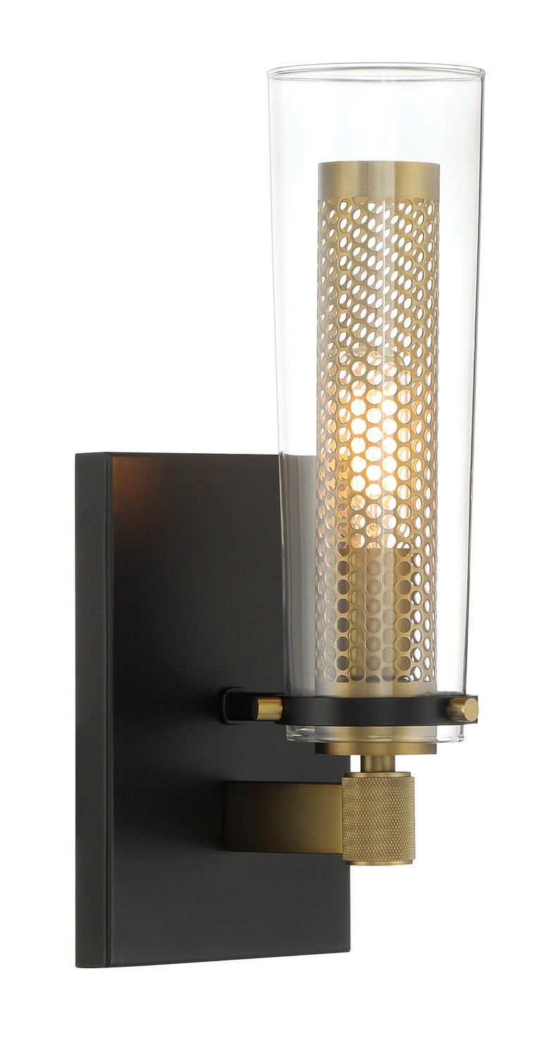 One Light Wall Sconce<br /><span style="color:#4AB0CE;">Entrega: 4-10 dias en USA</span><br /><span style="color:#4AB0CE;font-size:60%;">PREGUNTE POR ENTREGA EN PANAMA</span><br />Collection: Emmerham<br />Finish: Coal And Soft Brass