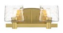 Two Light Bath Vanity<br /><span style="color:#4AB0CE;">Entrega: 4-10 dias en USA</span><br /><span style="color:#4AB0CE;font-size:60%;">PREGUNTE POR ENTREGA EN PANAMA</span><br />Collection: Drysdale<br />Finish: Soft Brass