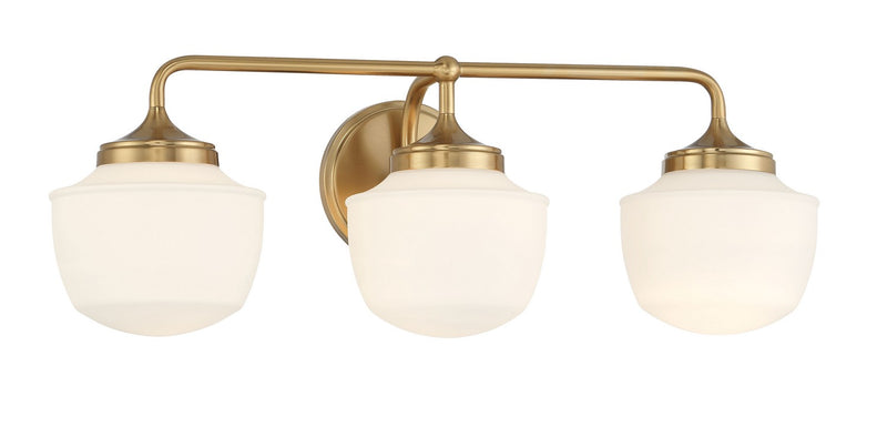 Three Light Bath Vanity<br /><span style="color:#4AB0CE;">Entrega: 11-12 semanas en USA</span><br /><span style="color:#4AB0CE;font-size:60%;">PREGUNTE POR ENTREGA EN PANAMA</span><br />Collection: Cornwell<br />Finish: Aged Brass