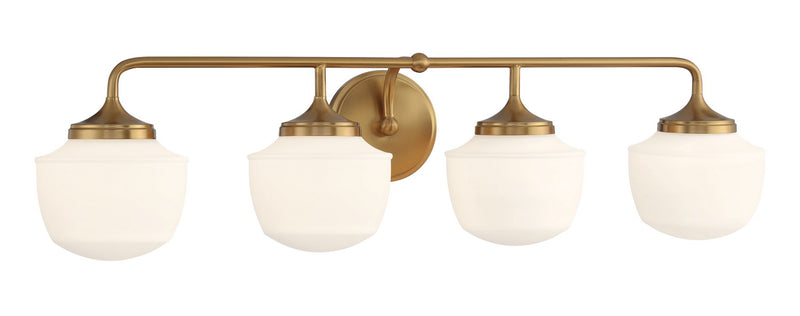 Four Light Bath Vanity<br /><span style="color:#4AB0CE;">Entrega: 11-12 semanas en USA</span><br /><span style="color:#4AB0CE;font-size:60%;">PREGUNTE POR ENTREGA EN PANAMA</span><br />Collection: Cornwell<br />Finish: Aged Brass