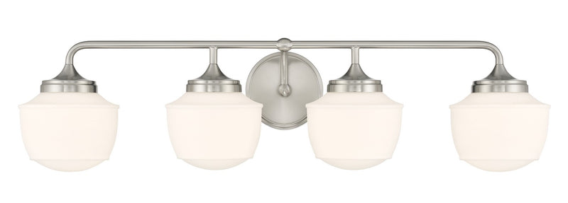 Four Light Bath Vanity<br /><span style="color:#4AB0CE;">Entrega: 4-10 dias en USA</span><br /><span style="color:#4AB0CE;font-size:60%;">PREGUNTE POR ENTREGA EN PANAMA</span><br />Collection: Cornwell<br />Finish: Brushed Nickel