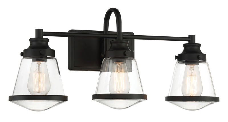 Three Light Bath Vanity<br /><span style="color:#4AB0CE;">Entrega: 4-10 dias en USA</span><br /><span style="color:#4AB0CE;font-size:60%;">PREGUNTE POR ENTREGA EN PANAMA</span><br />Collection: Mannsdale<br />Finish: Coal