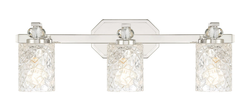 Three Light Bath Vanity<br /><span style="color:#4AB0CE;">Entrega: 5-6 semanas en USA</span><br /><span style="color:#4AB0CE;font-size:60%;">PREGUNTE POR ENTREGA EN PANAMA</span><br />Collection: Crystal Kay<br />Finish: Chrome