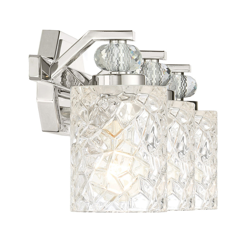 Three Light Bath Vanity<br /><span style="color:#4AB0CE;">Entrega: 2-3 semanas en USA</span><br /><span style="color:#4AB0CE;font-size:60%;">PREGUNTE POR ENTREGA EN PANAMA</span><br />Collection: Crystal Kay<br />Finish: Chrome
