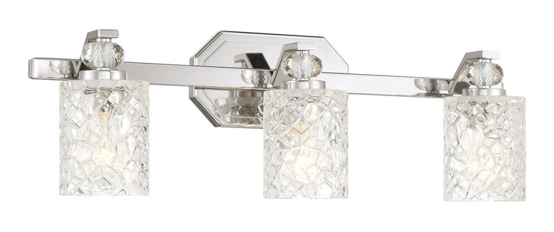 Three Light Bath Vanity<br /><span style="color:#4AB0CE;">Entrega: 2-3 semanas en USA</span><br /><span style="color:#4AB0CE;font-size:60%;">PREGUNTE POR ENTREGA EN PANAMA</span><br />Collection: Crystal Kay<br />Finish: Chrome