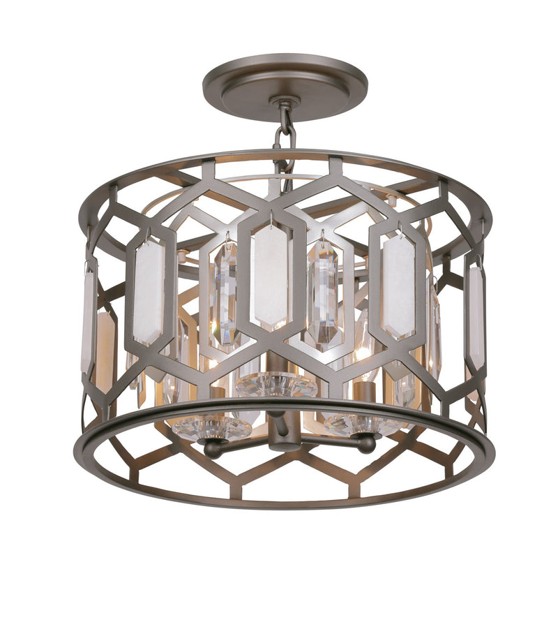 Three Light Semi Flush Mount<br /><span style="color:#4AB0CE;">Entrega: 4-10 dias en USA</span><br /><span style="color:#4AB0CE;font-size:60%;">PREGUNTE POR ENTREGA EN PANAMA</span><br />Collection: Hexly<br />Finish: Bronze & Sultry Sliver