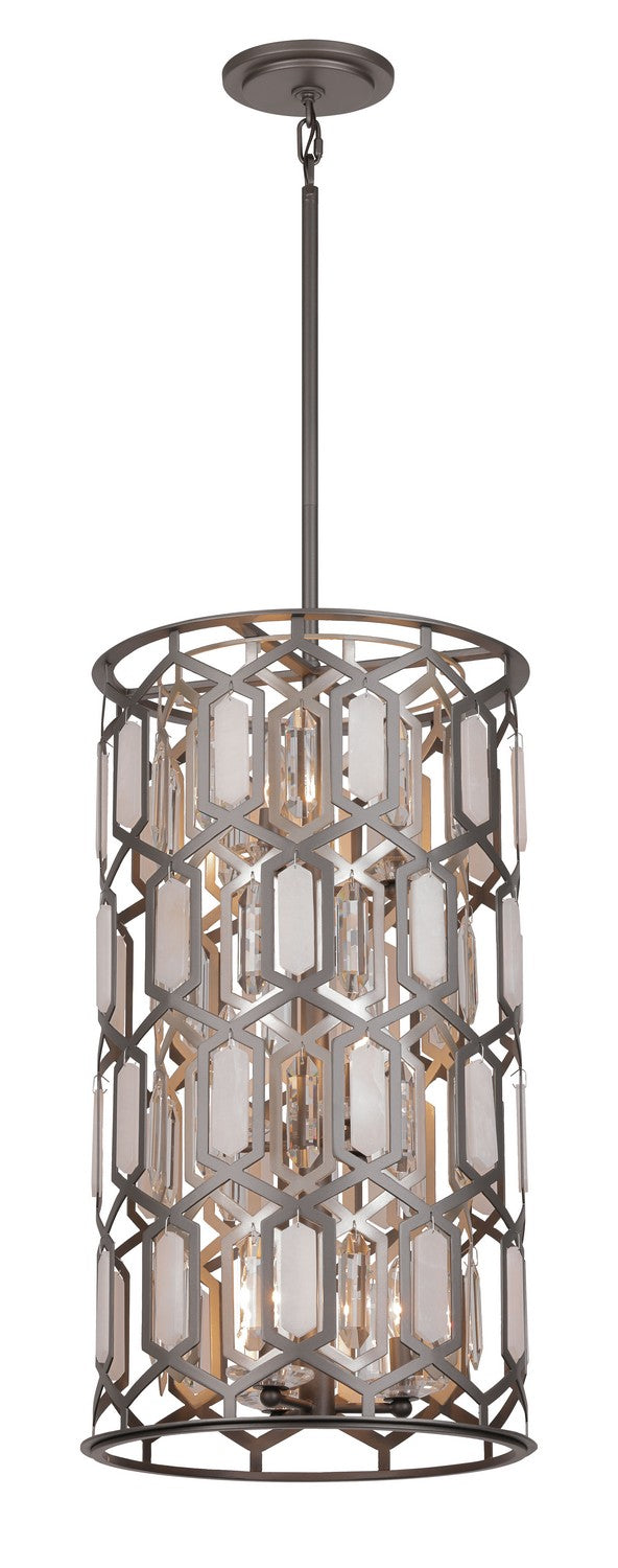 Nine Light Foyer Pendant<br /><span style="color:#4AB0CE;">Entrega: 4-10 dias en USA</span><br /><span style="color:#4AB0CE;font-size:60%;">PREGUNTE POR ENTREGA EN PANAMA</span><br />Collection: Hexly<br />Finish: Bronze & Sultry Sliver