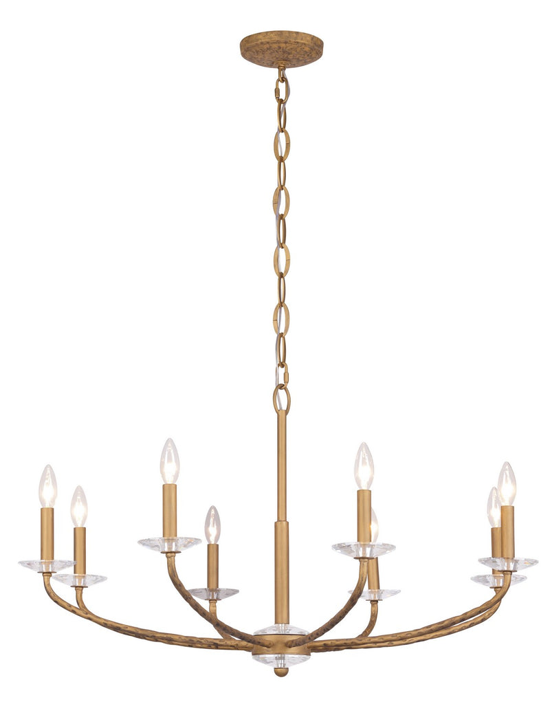 Eight Light Chandelier<br /><span style="color:#4AB0CE;">Entrega: 4-10 dias en USA</span><br /><span style="color:#4AB0CE;font-size:60%;">PREGUNTE POR ENTREGA EN PANAMA</span><br />Collection: Atella<br />Finish: Ashen Gold