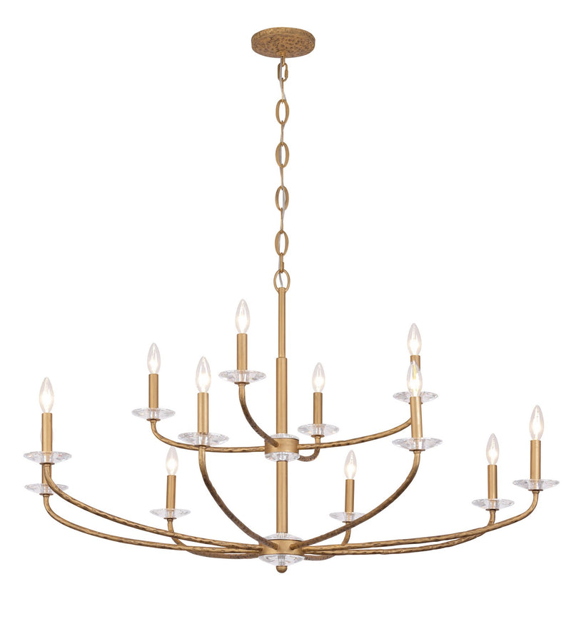 12 Light Chandelier<br /><span style="color:#4AB0CE;">Entrega: 4-10 dias en USA</span><br /><span style="color:#4AB0CE;font-size:60%;">PREGUNTE POR ENTREGA EN PANAMA</span><br />Collection: Atella<br />Finish: Ashen Gold